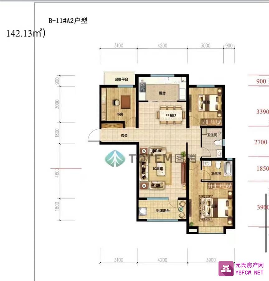 绿地西斯莱公馆--建面 142.00㎡;