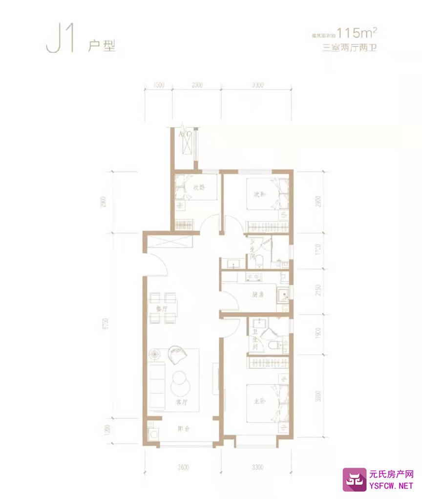 融创时代中心--建面 115.00㎡;