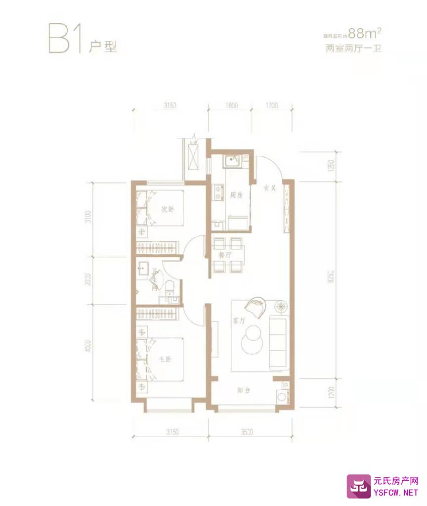 融创时代中心--建面 88.00㎡;