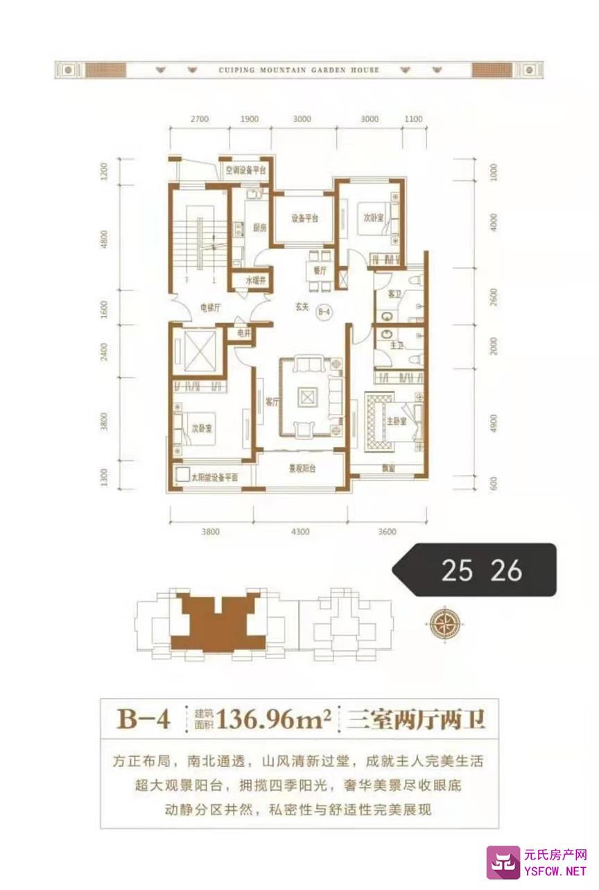 泰丰翠屏山水--建面 136.00㎡;