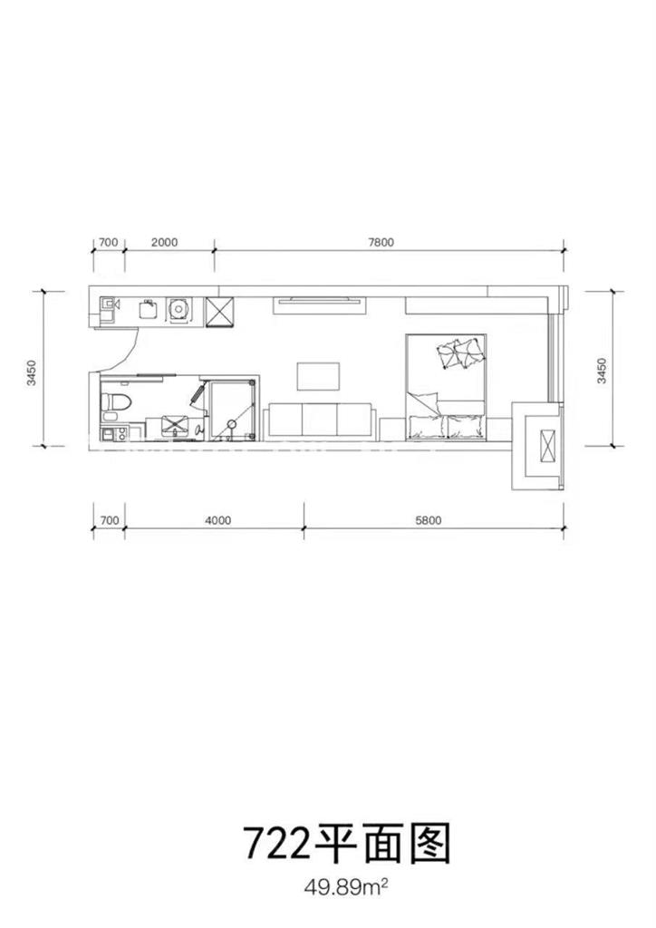 东胜华彩城--建面 48.00㎡;