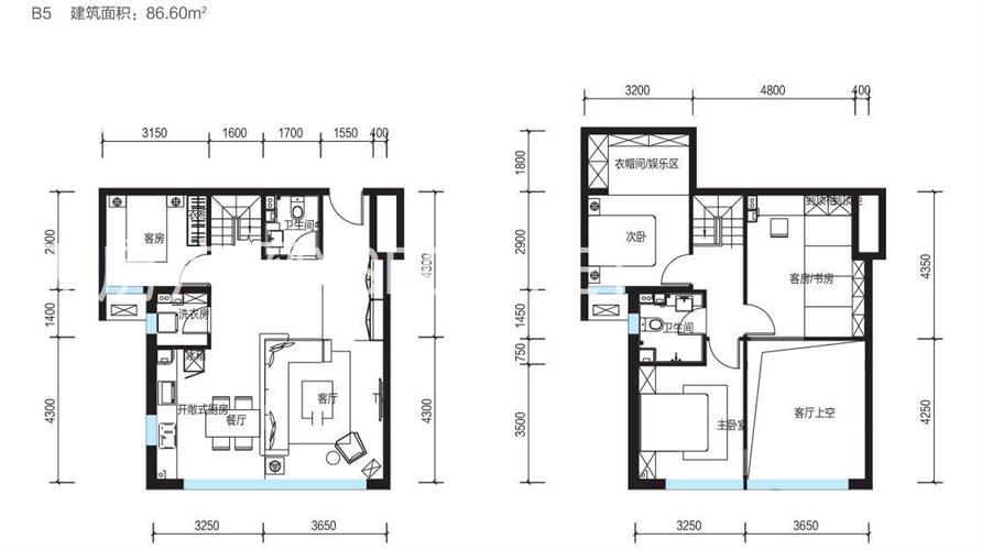 恒印广场-Loft公寓--建面 86.60㎡;