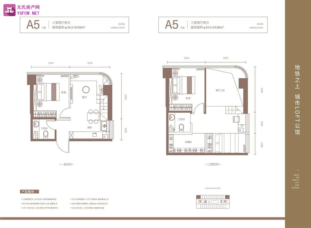 云杉溪谷公寓 --建面 64.00㎡;