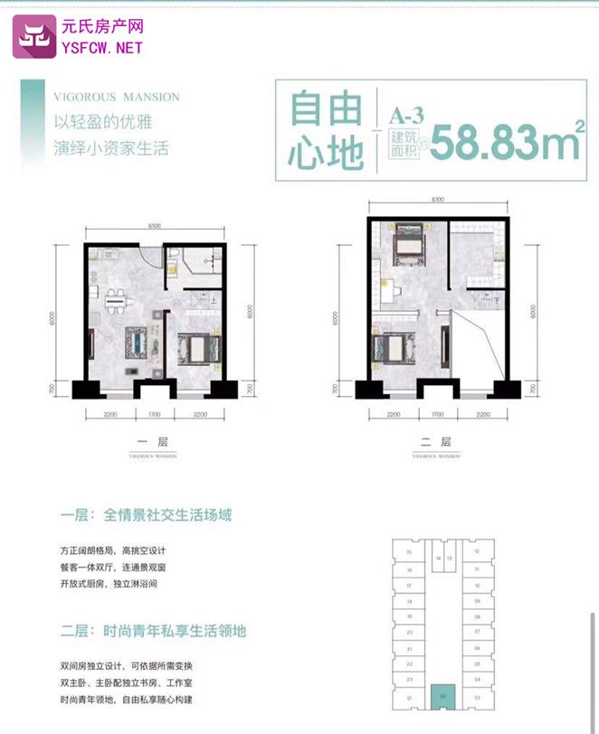 远洋晟庭-公寓--建面 59.00㎡;