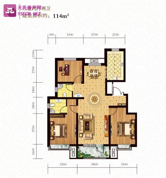 君悦华府--建面 114.00㎡;